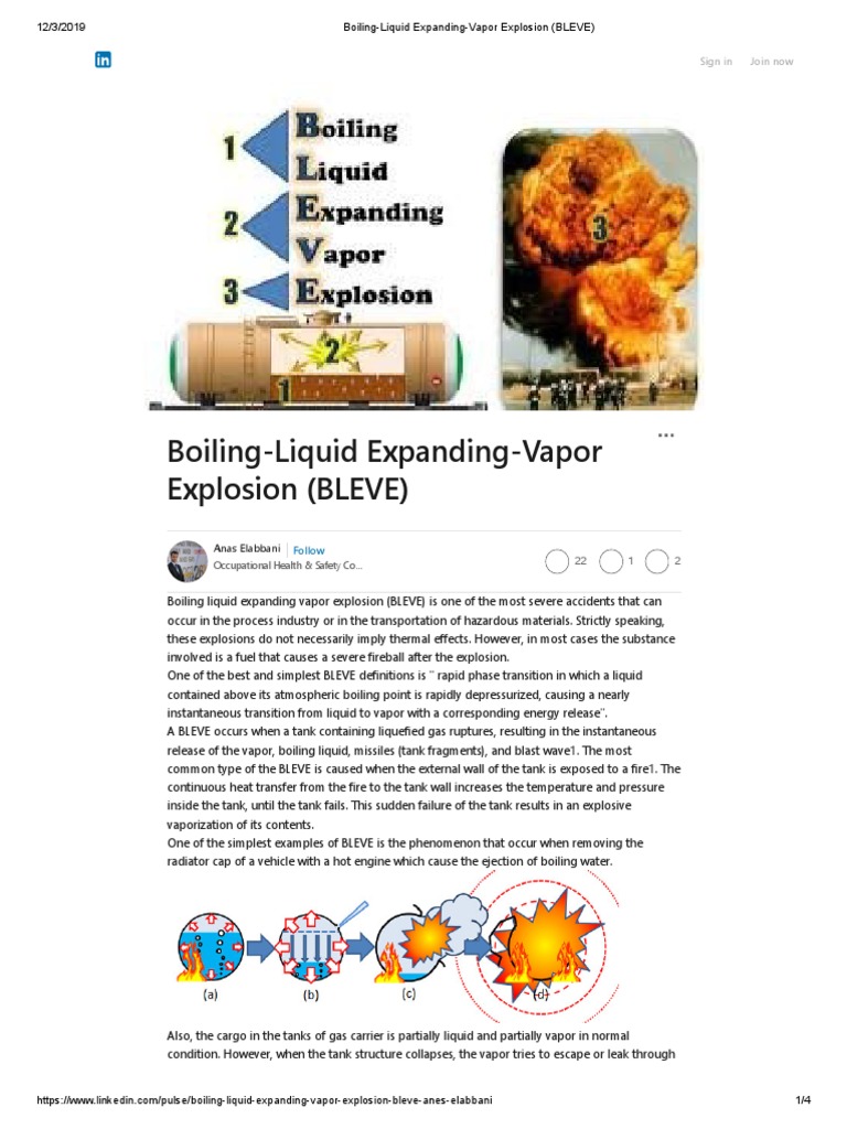 Boiling-Liquid Expanding-Vapor Explosion (BLEVE) | PDF | Explosion | Gases
