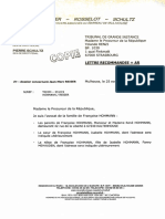 Affaire Hohmann: La Lettre de Thierry Moser Adressée Au Procureur de La République