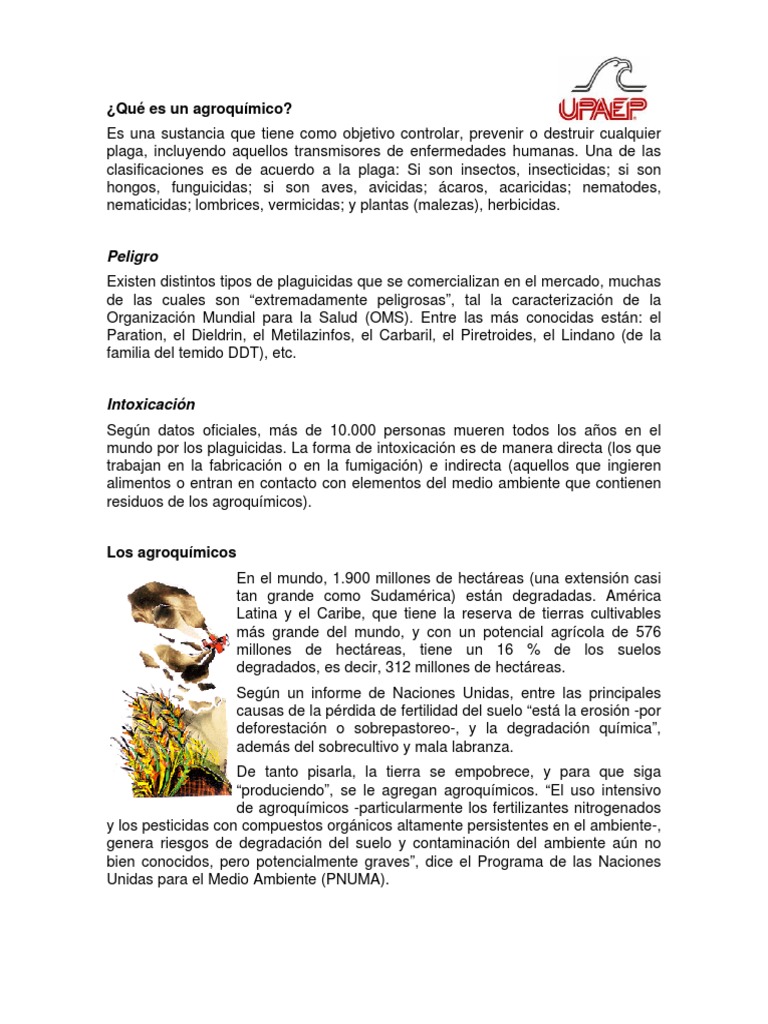 Uso De Agroquimicos Pdf Pesticida Contaminación