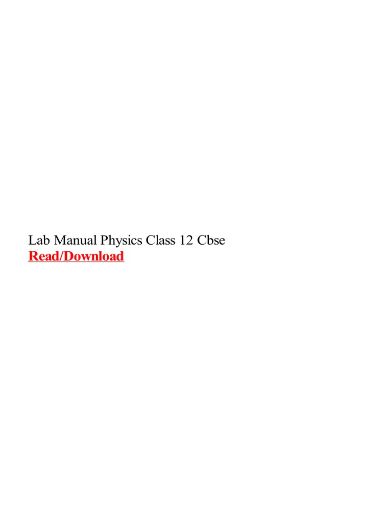 Lab Manual Physics Class 12 Cbse PDF | Download Free PDF | Laboratories ...