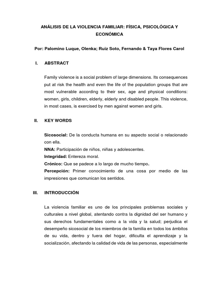 Análisis de la Violencia Familiar en Perú | PDF | La violencia contra ...
