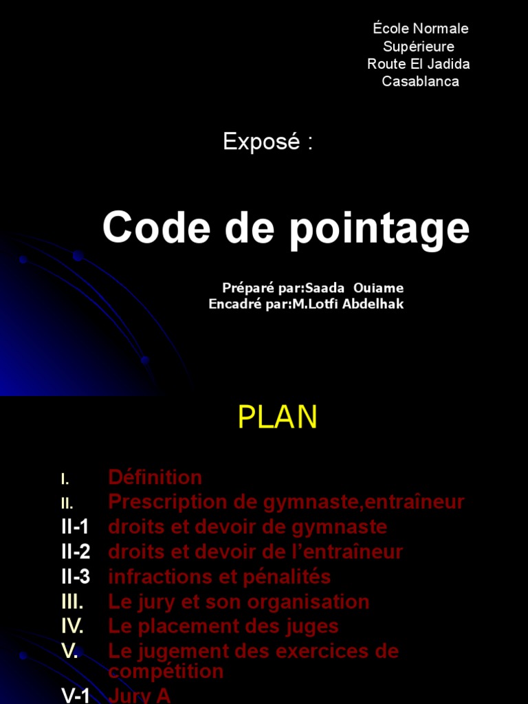Code de Pointage PDF Gymnastique Des sports