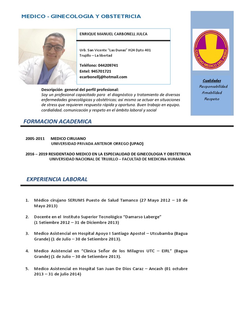 Curriculum Vitae EMCJ - Docx1 | PDF | Obstetricia y ginecología | Medicina, image size:768x1024