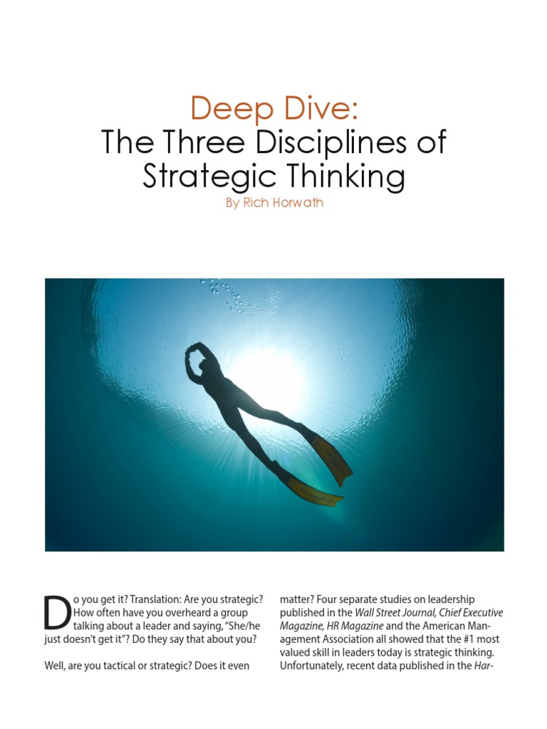 Deep Dive PDF PDF Strategic Thinking Scuba Diving
