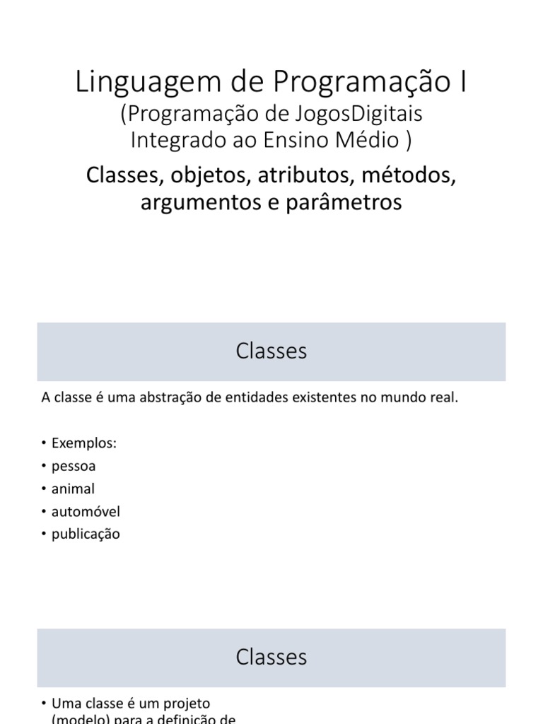 Classes e Objetos na Programação | PDF | Classe (programação de ...