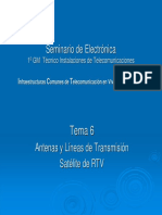Tema 6. Seminario de Electrónica Instalaciones dedd Telecomunicaciones. Antenas y Líneas L Satélite de RTV. Infraestructuras