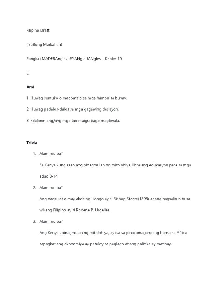 Filipino Draft3rdQ | PDF