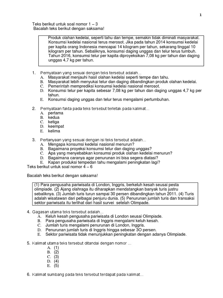 Contoh Soal B Indonesia