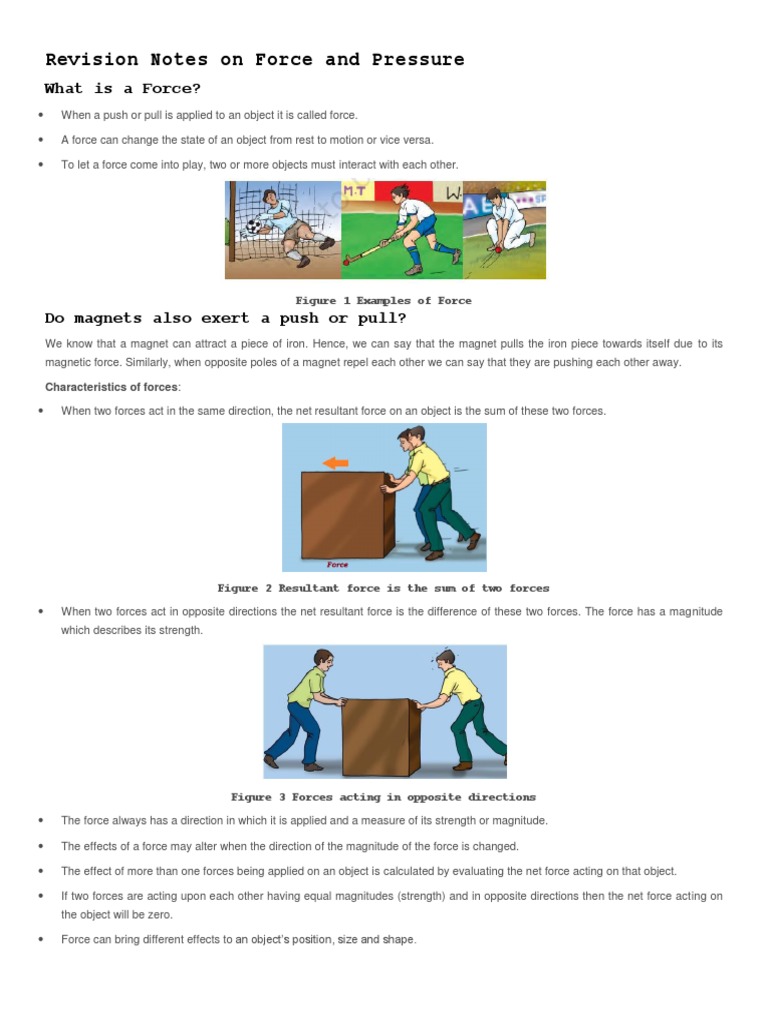 Force & Pressure Notes Igcse PDF Atmospheric Pressure Force
