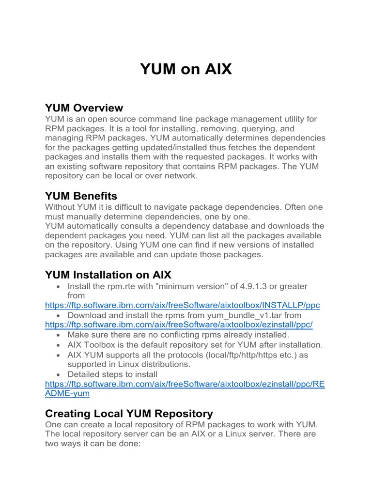 YUM Package Management on AIX | PDF | Software Repository | System Software