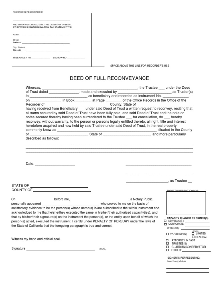 Warranty Deed Conveyance Trust Law Deed Of Trust (Real Estate)