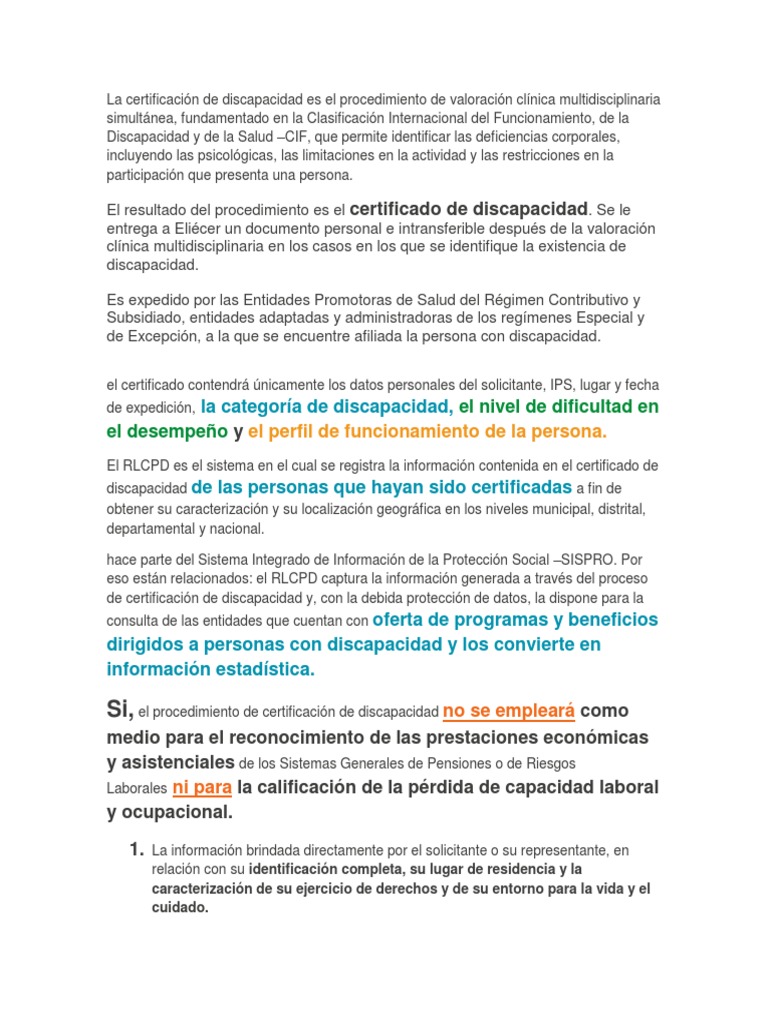 Certificación de Discapacidad en Perú | PDF | Invalidez | Salud y bienestar