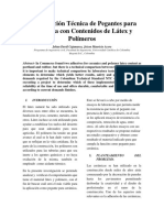 Comparación Técnica de Pegantes para Cerámica Con Contenidos de Látex y Polímeros