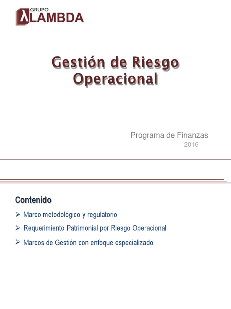 Gestión del Riesgo Operacional en Finanzas | PDF | La seguridad ...