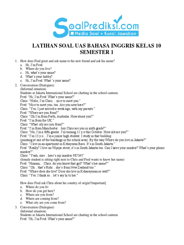Www Soalprediksi Com Soal Uas 1 Bahasa Inggris Kelas 10 1 Zoo Wildlife