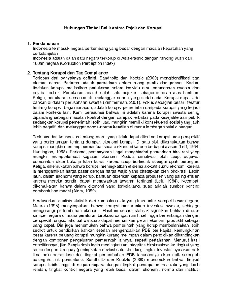 Hubungan Timbal Balik Antara Pajak Dan Korupsi PDF