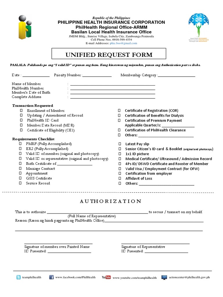 Unified PhilHealth Request Form | PDF | Identity Document | Service ...