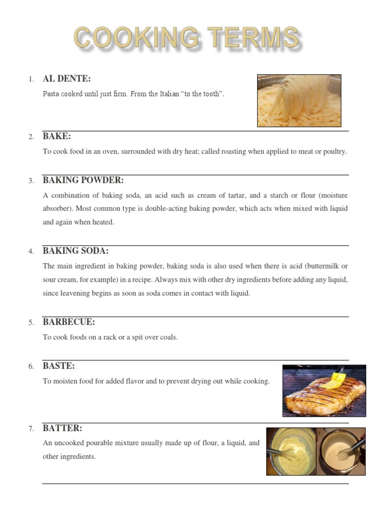 Cooking Terms Pdf Baking Powder Baking
