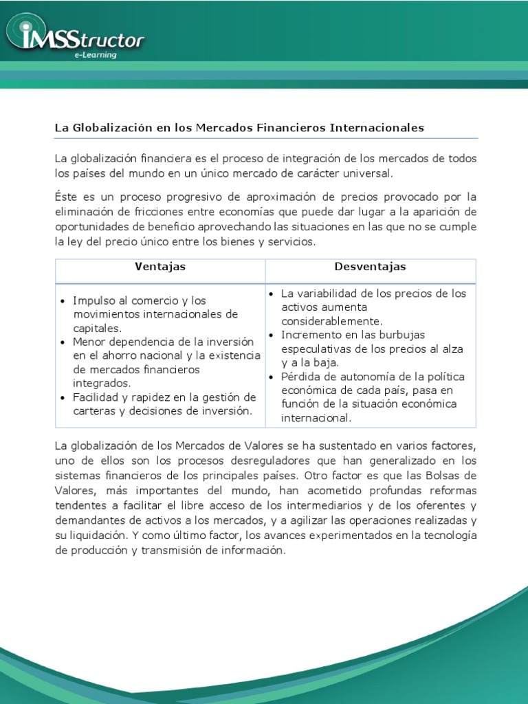 La Globalización en Los Mercados Financieros Internacionales | PDF ...