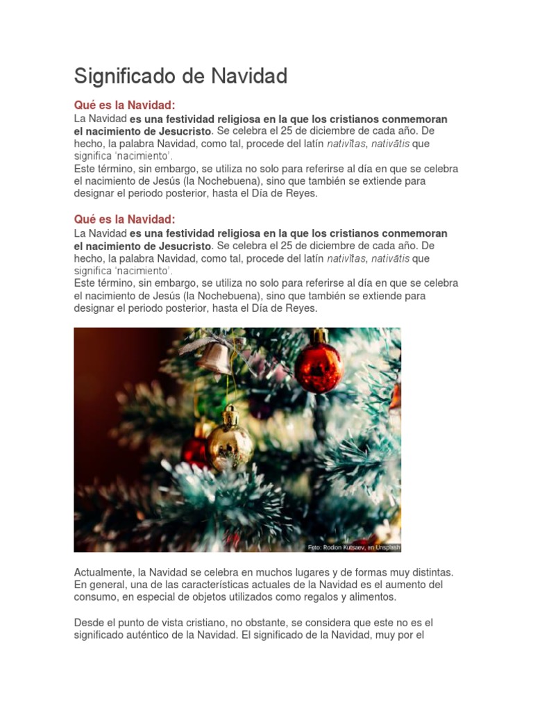 Significado y características de la Navidad | PDF | Árbol de Navidad ...