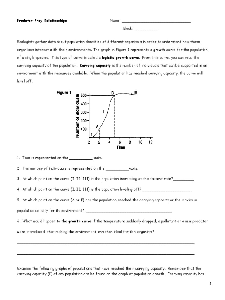 Predator-Prey Relationships Worksheet  PDF  Predation  Reindeer Throughout Ecological Relationships Worksheet Answers