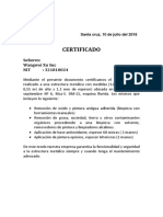 Certificado de Mantenimiento de Estructura Metalica