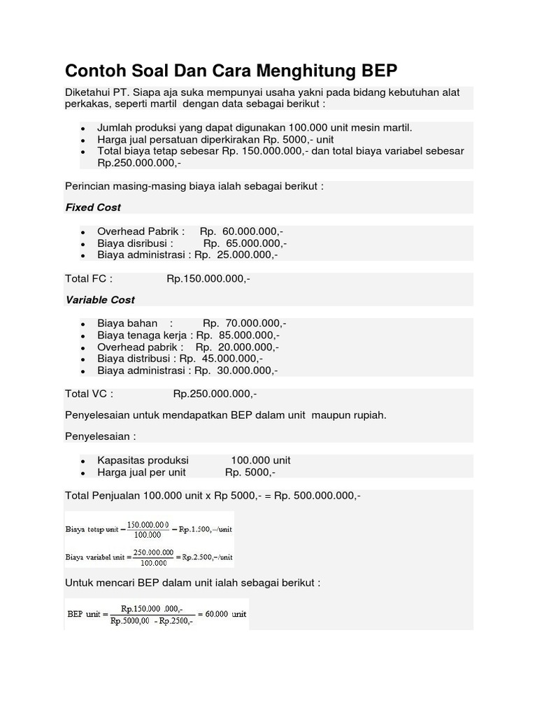 Menghitung BEP untuk Usaha Perkakas | PDF