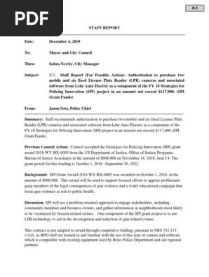License Plate Cameras proposal