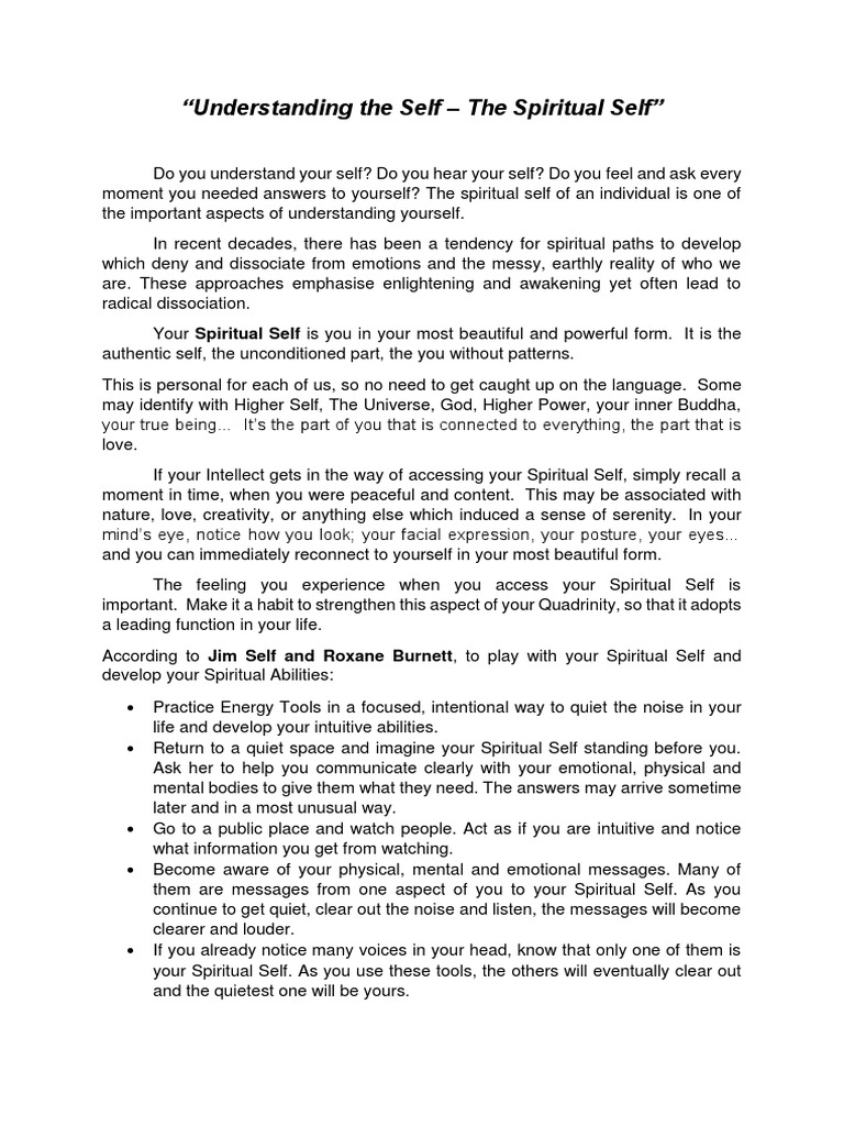 Spiritual Self | PDF | Spirituality | Self