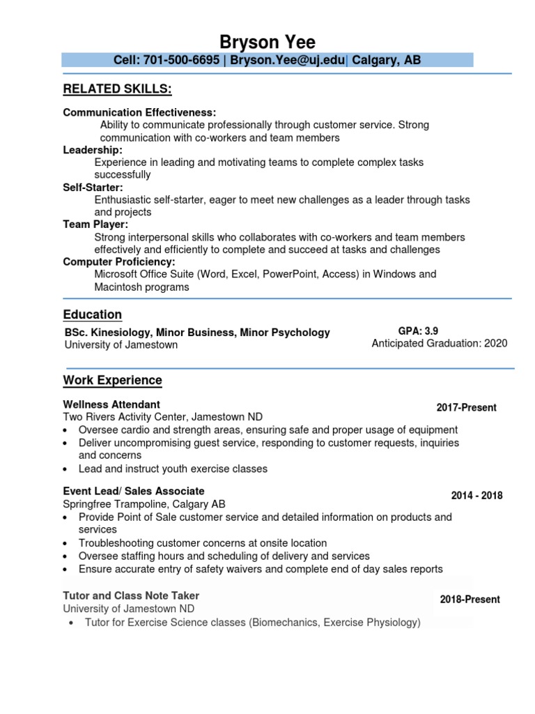 Bryson Yee's Professional Profile | PDF | Physical Therapy | Cognition