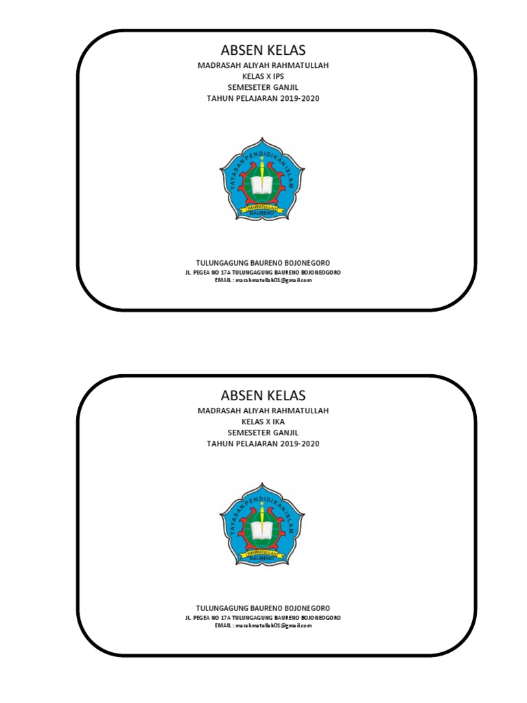 Sampul Absen Kelas | PDF