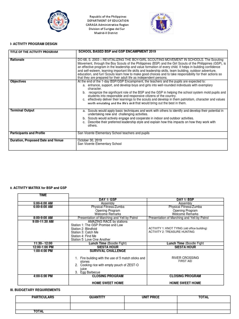 Activity Design Scouting Pdf Scouting Leadership