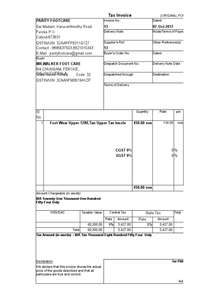 Bill Format PDF Invoice Public Finance