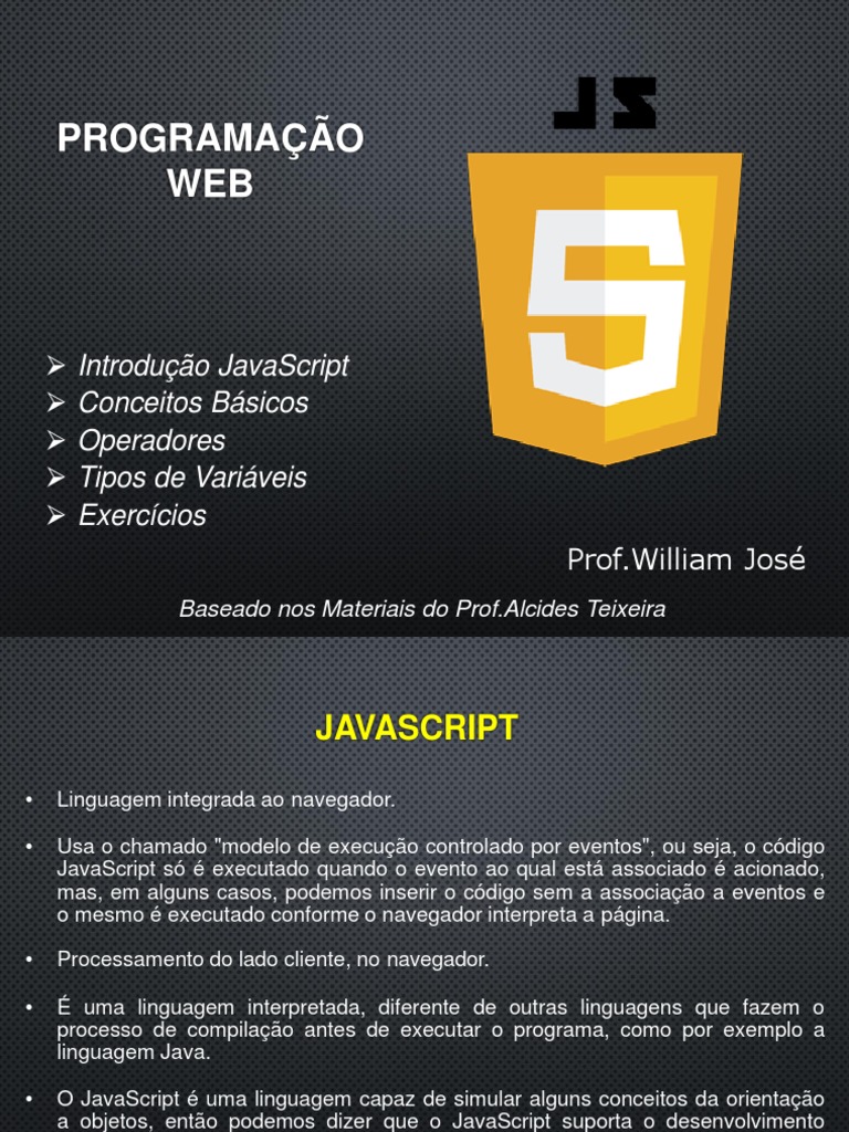 Introdução ao JavaScript e Conceitos Básicos | PDF | Script Java ...