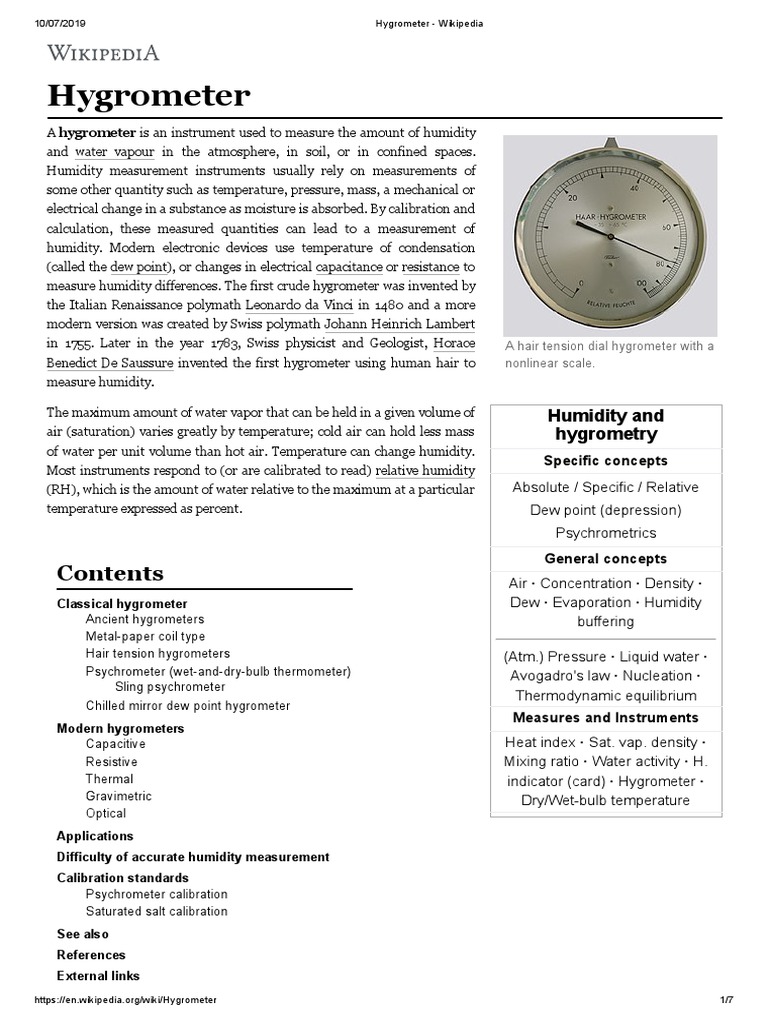 Hygrometer PDF Humidity Atmospheric Sciences