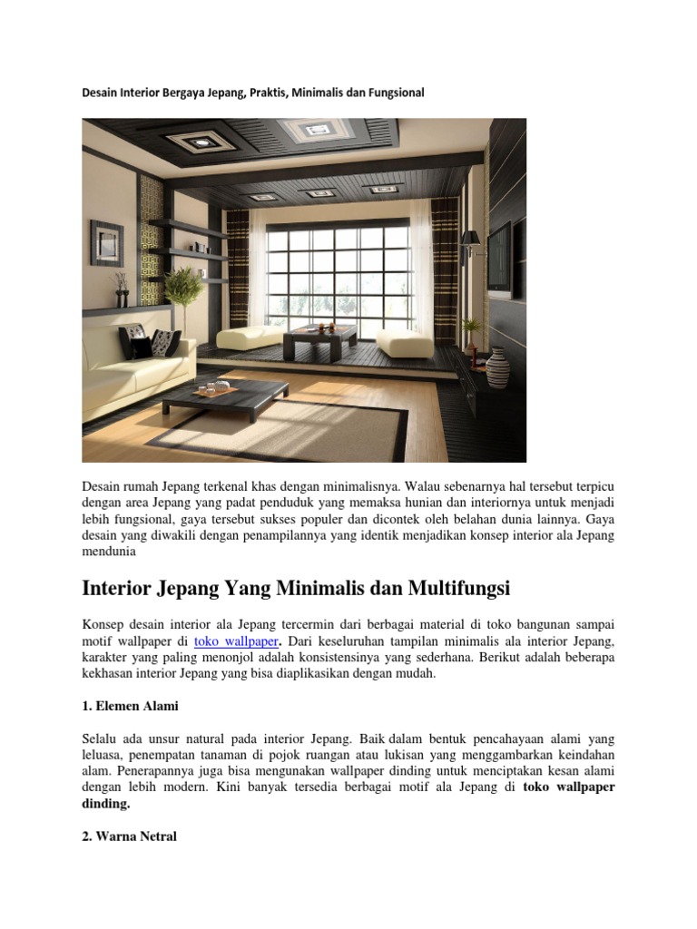 Desain Interior Bergaya Jepang