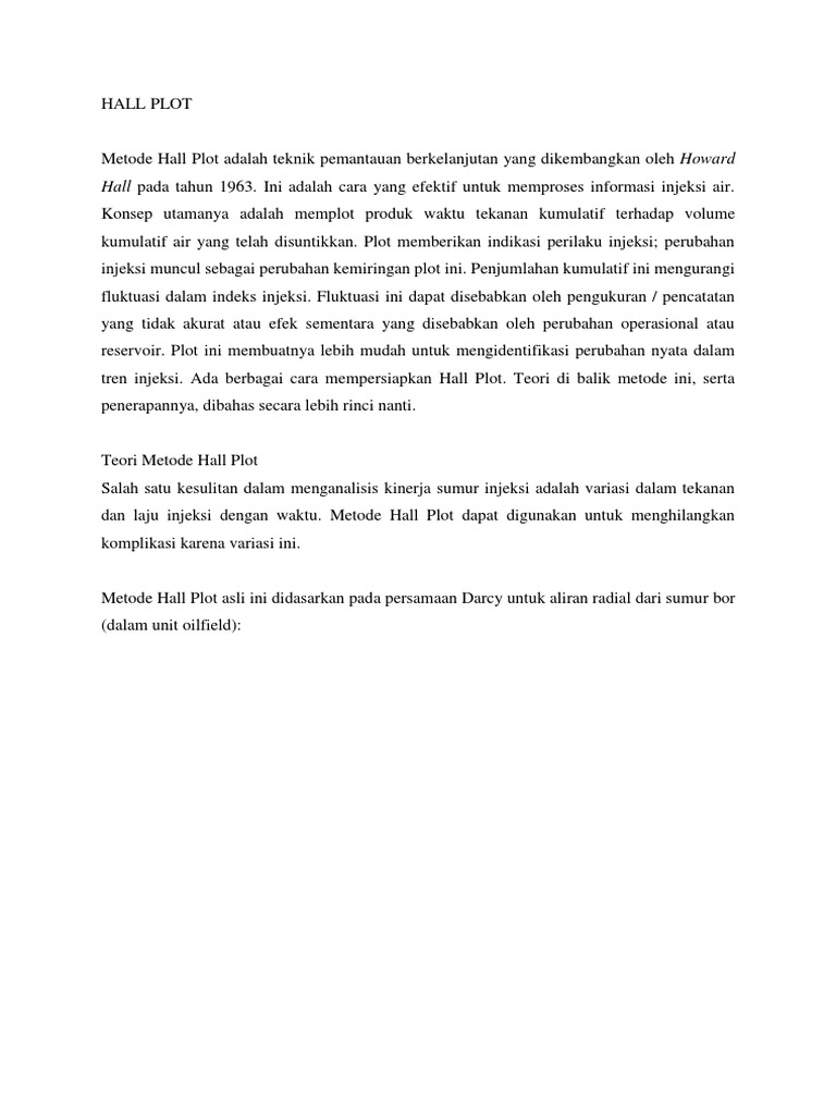 Metode Hall Plot untuk Pemantauan Injeksi | PDF | Metode & Bahan Ajar ...