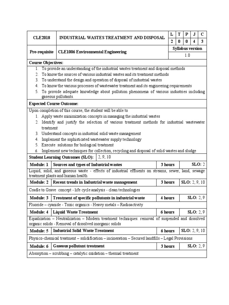 Cle2018 Industrial-wastes-treatment-And-disposal | PDF | Sewage ...