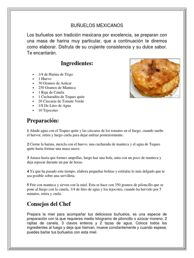Buñuelos Mexicanos | PDF | Cocina occidental | Comida regional y étnica