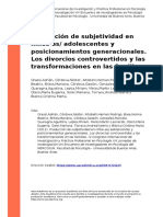 Producción de Subjetividad en Niños-As/ Adolescentes y Posicionamientos Generacionales. Los Divorcios Controvertidos y Las Transformaciones en Las Familias.