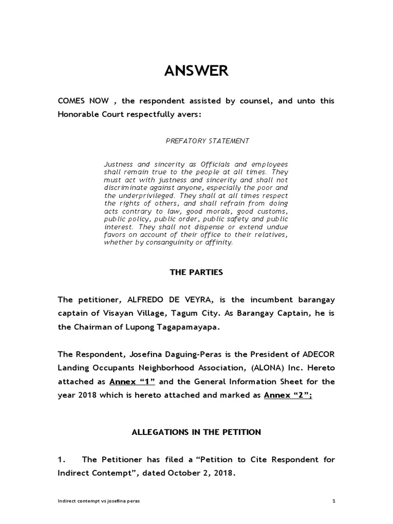 Indirect Contempt Case in Barangay Court | PDF | Contempt Of Court | Fraud