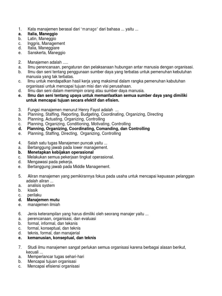 395646142 Soal Soal Manajemen Pdf