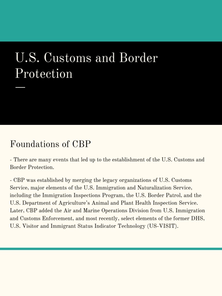 US Custom & Border Protection PDF U.S. Customs And Border