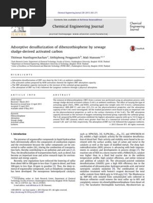 Adsorptive Desulfurization of DBT by Sewage Sludge- Derived Activated Carbon