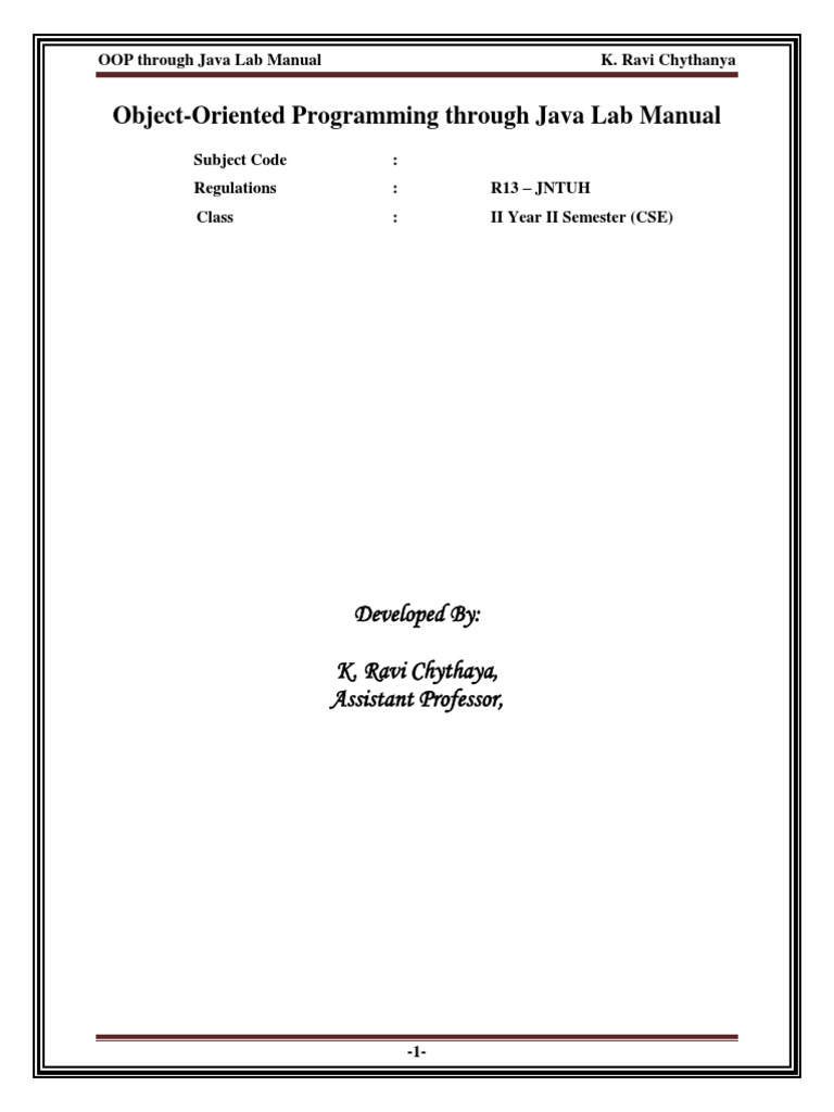 Java Lab Manual | Download Free PDF | C (Programming Language ...