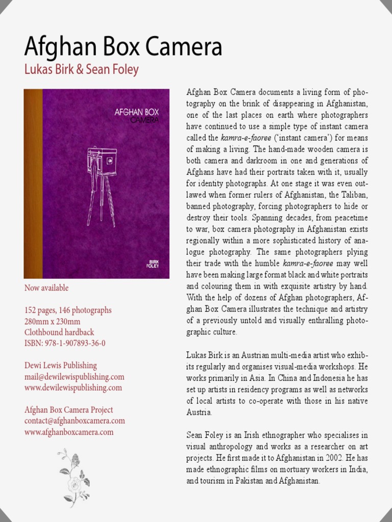 Afghan Box Camera Book Release | PDF | Afghanistan | Imaging