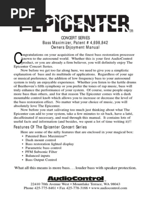 Epicenter User Manual Loudspeaker Equalization Audio