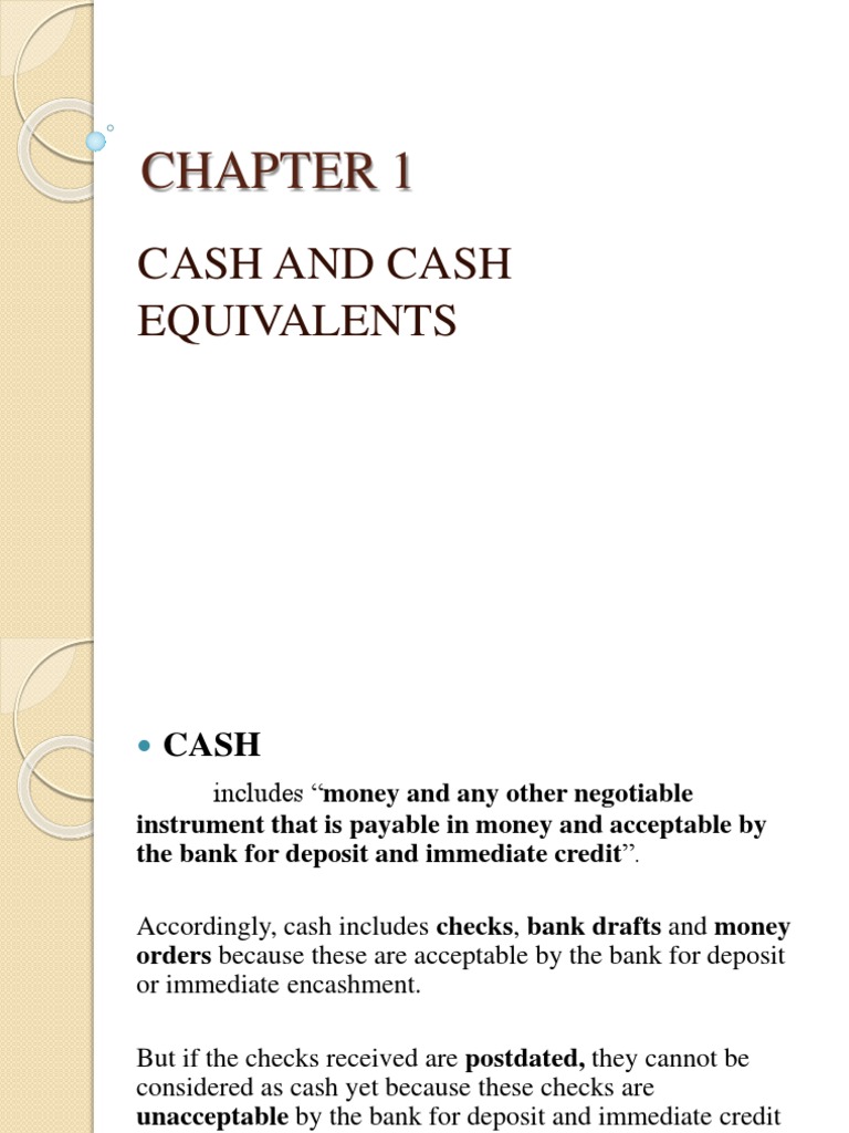 Cash and Cash Equivalents PDF Cheque Overdraft