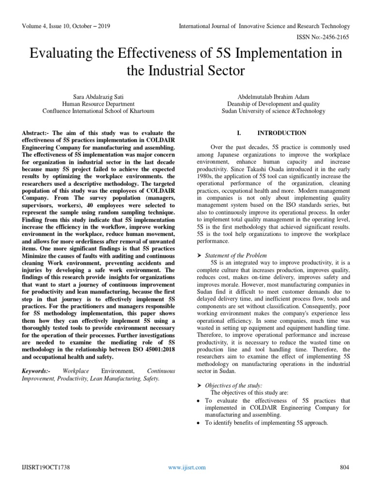Effectiveness of 5S in Engineering Sector | PDF | Survey Methodology ...