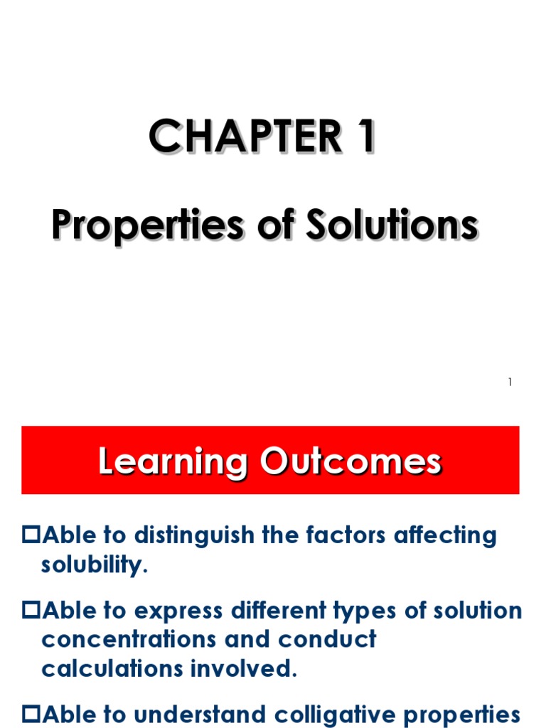 Chapter 01 Properties of Solution PDF Solution Solvation